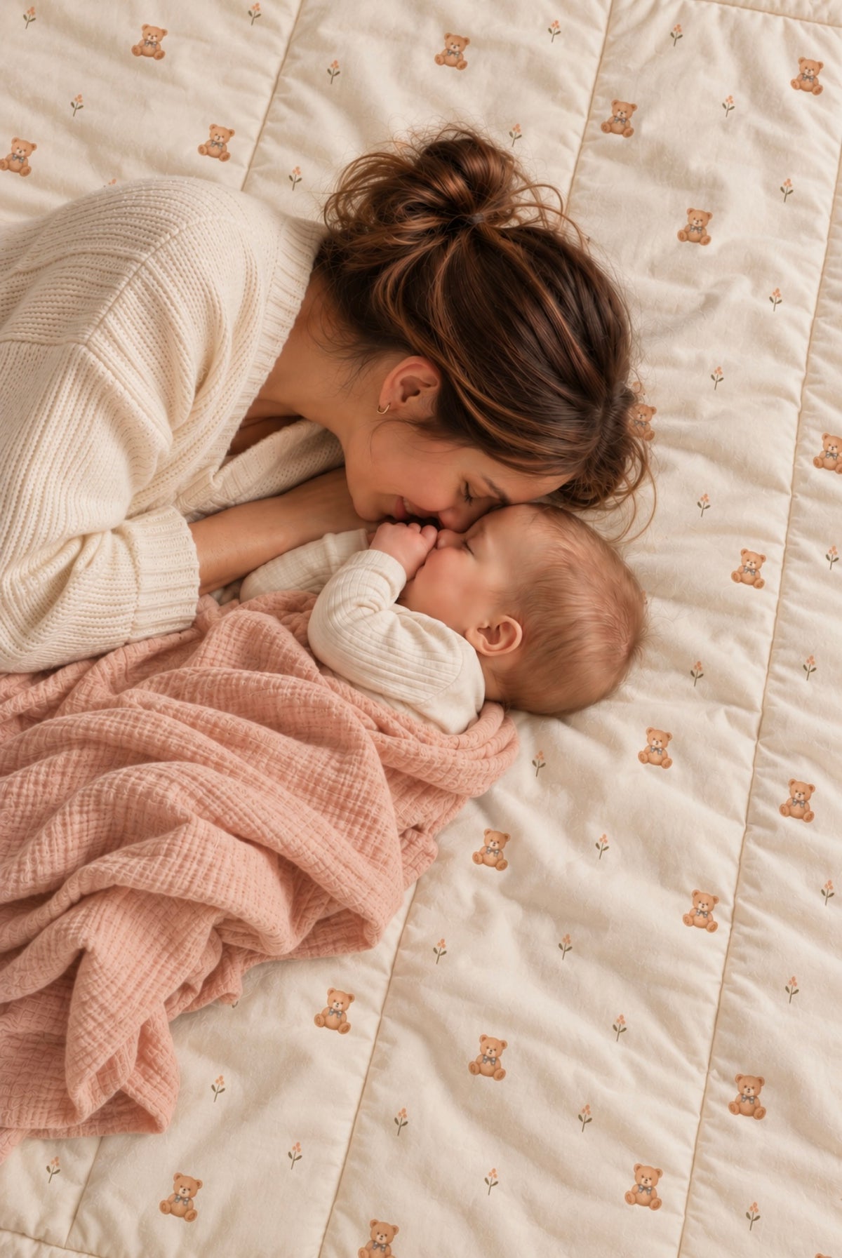 Catifa de joc per a nadó Teddy Hugs de cotó i llana natural – vista 2 – Maison Theo