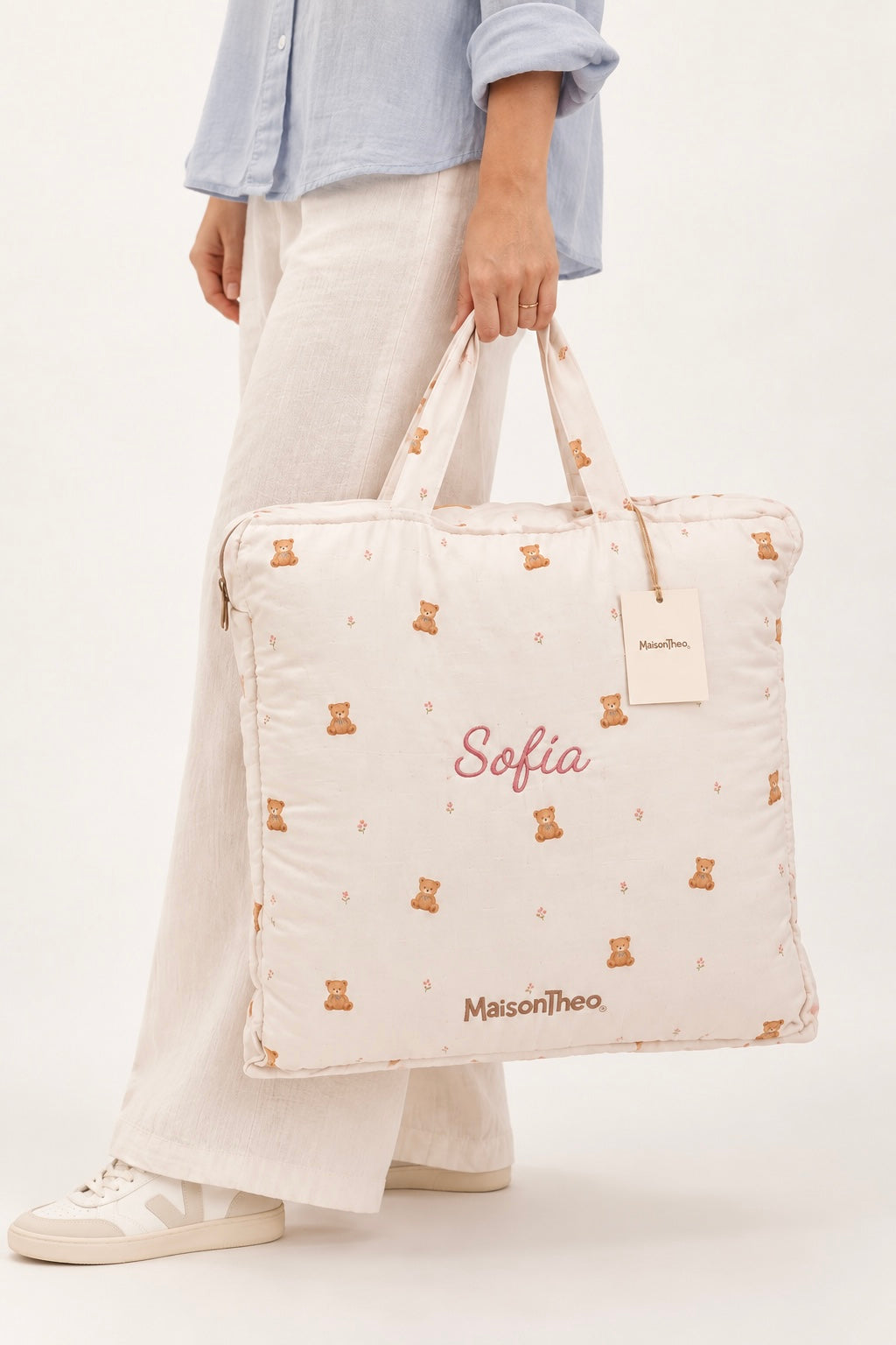 Catifa de joc per a nadó Teddy Hugs de cotó i llana natural – vista 4 – Maison Theo